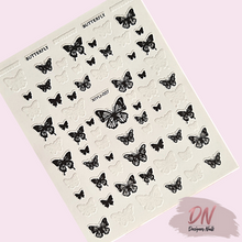 Load image into Gallery viewer, stickers butterflies, snakes etc b&w butterfy 007