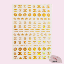 Load image into Gallery viewer, designer stickers 25+ styles cc holo gold