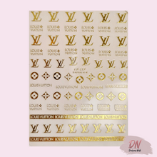 Load image into Gallery viewer, designer stickers 25+ styles lv vb-113 gold