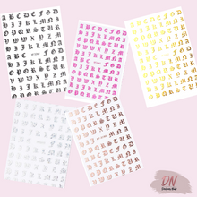 Load image into Gallery viewer, old english alphabet stickers 5 styles