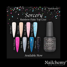 Load image into Gallery viewer, SORCERY - RAINBOW FLAKE - NON-WIPE TOP COAT 15ML