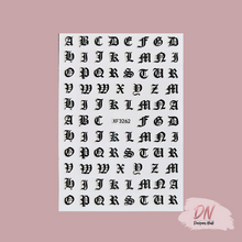 Load image into Gallery viewer, old english alphabet stickers 5 styles black