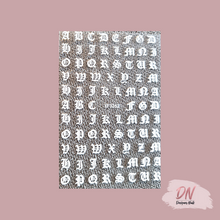 Load image into Gallery viewer, old english alphabet stickers 5 styles white